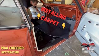 Installing and fitting carpet into 1968 Firebird