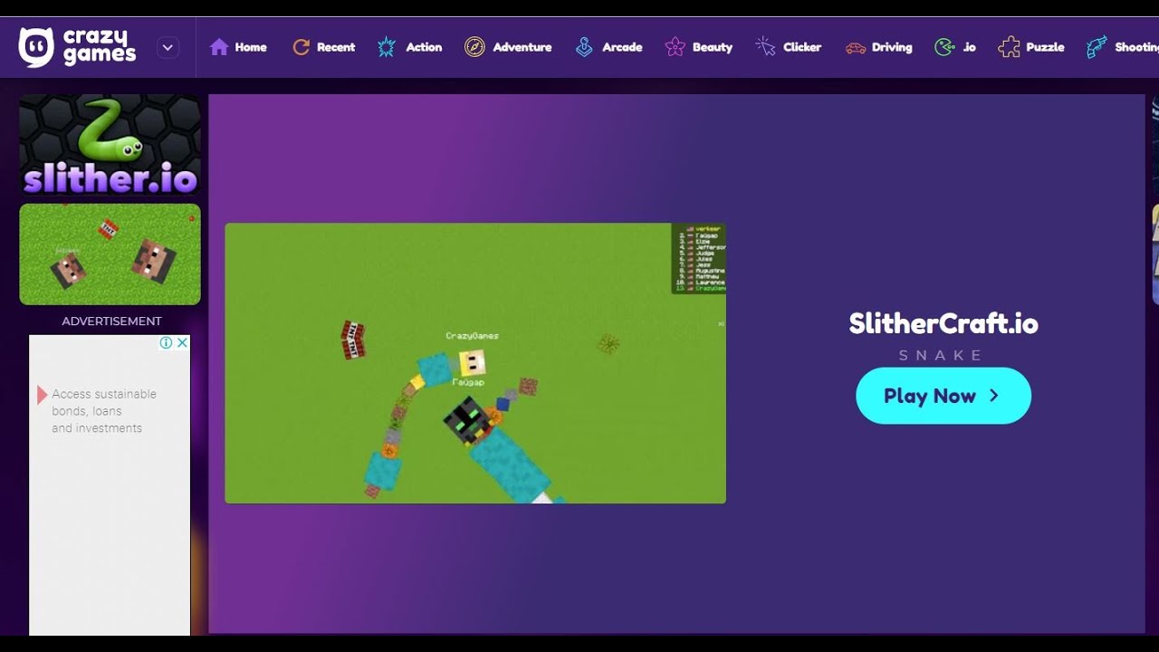 SlitherCraft.io 🕹️ Jogue no CrazyGames