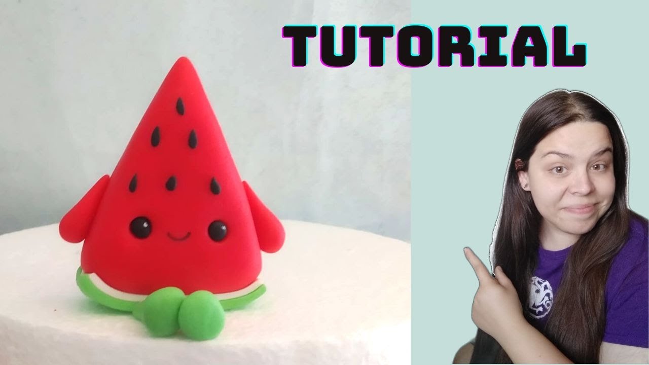 How to make a FONDANT kawaii WATERMELON - Cómo hacer una SANDIA de FONDANT