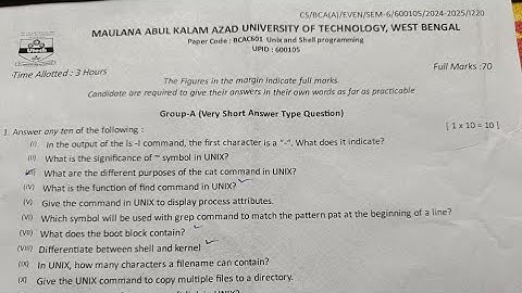 BCA Unix and Shell programming || Makaut Question Paper || unix and shell programming bca 6th sem