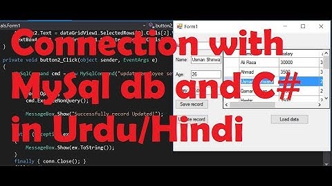 Connection with MySql db and C# in Urdu/Hindi