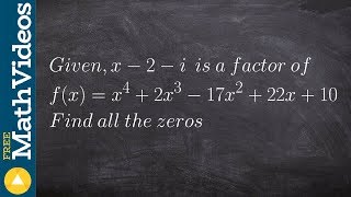 Famous Given an Complex Zero, Find All the Zeros With Quadratic Formula Profile