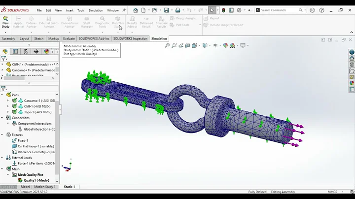FEA in SolidWorks | Static Analysis of a 3-Part Assembly [Timelapse]