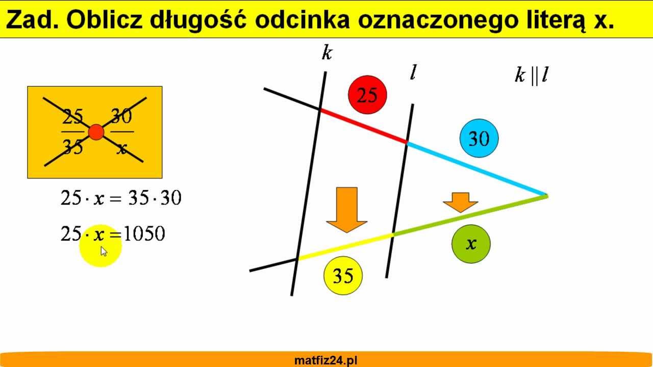 Twierdzenie Talesa (podobieństwo figur) - Zadanie - Matfiz24.pl - YouTube