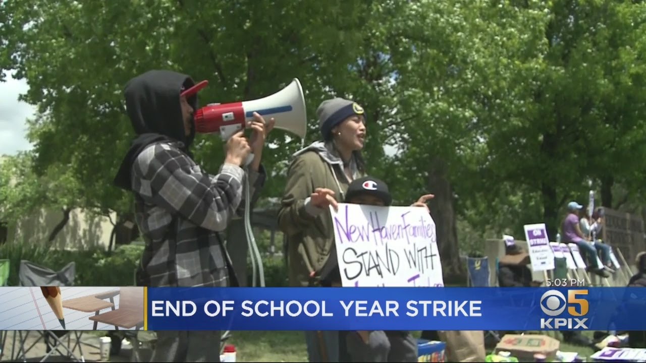 New Haven Unified School District Teachers Strike Weeks From End Of School Year - YouTube