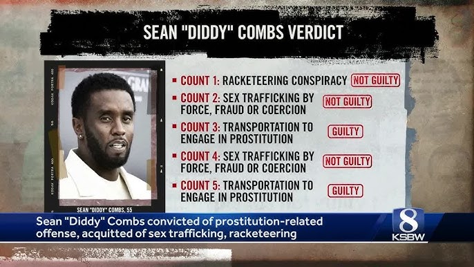 Sean 'Diddy' Combs acquitted of most serious charges, convicted of prostitution-related offenses