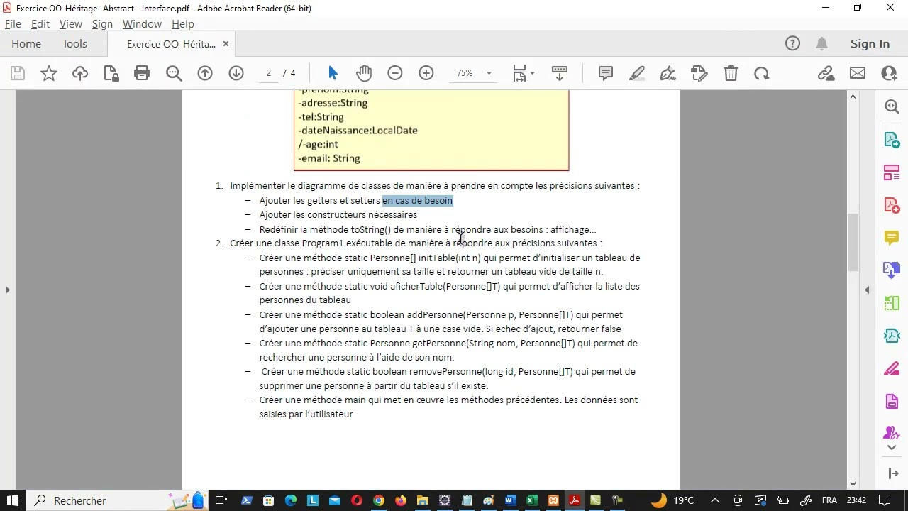 Exercice JAVA-Programmation Orientée Objet - java-exo1
