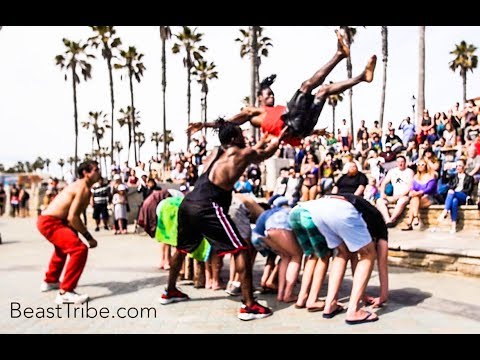 Alseny Jumps Front Flips Over 10 People in Huntington Beach