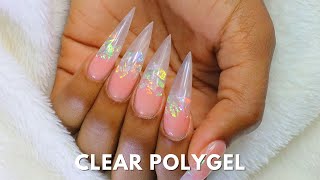 HOW TO: Clear Stiletto POLYGEL Nails | Nail Tutorials For Beginners