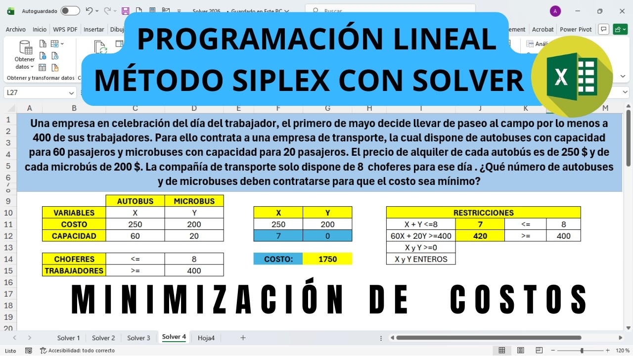 Minimizar Costos de Transporte con Excel Solver | Problema de ...