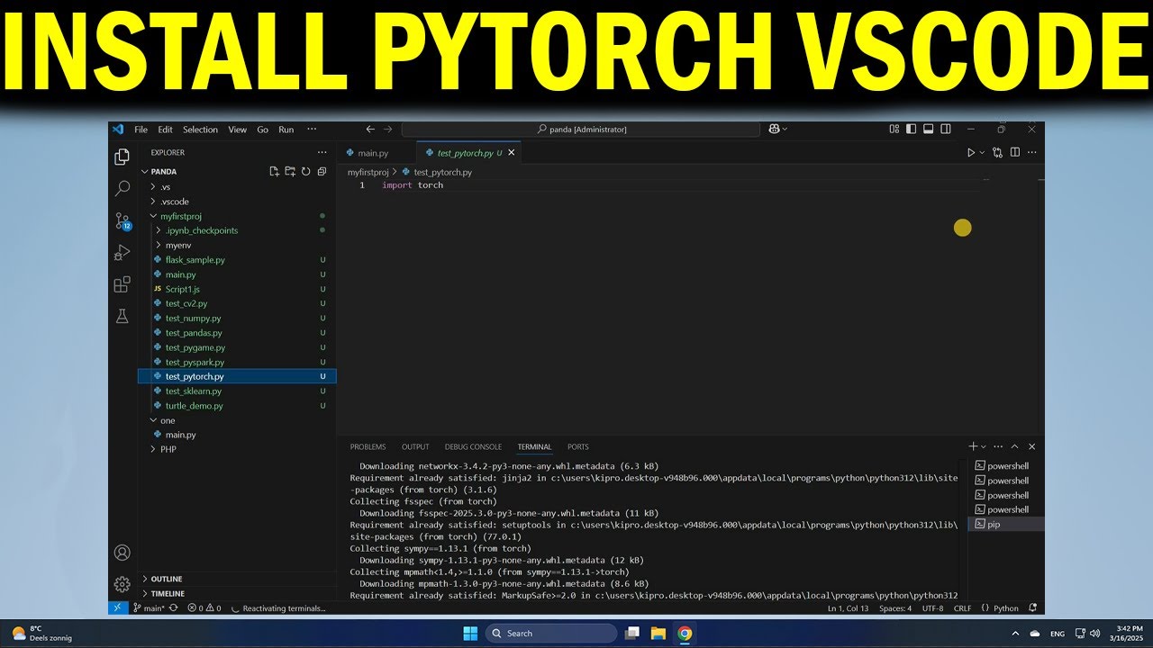 How To Install PyTorch in Visual Studio Code - YouTube