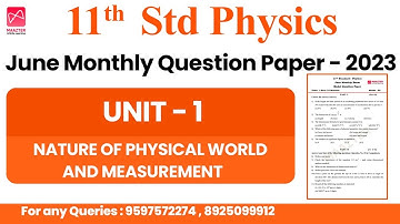 11th Physics | June Monthly Question Paper - 2023 |Chapter - 1 | Public Exam Centum Plan
