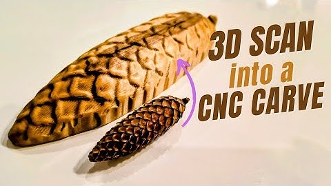 3D scanned spruce cone turned into a wooden carve #3dscanner #cncwoodworking #3dscan #3dprinting