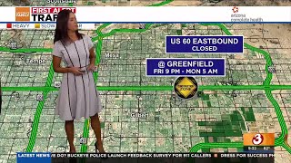 Part of US 60 to shut down for weekend construction