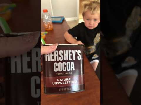 Gabriel tastes Hershey’s Cocoa