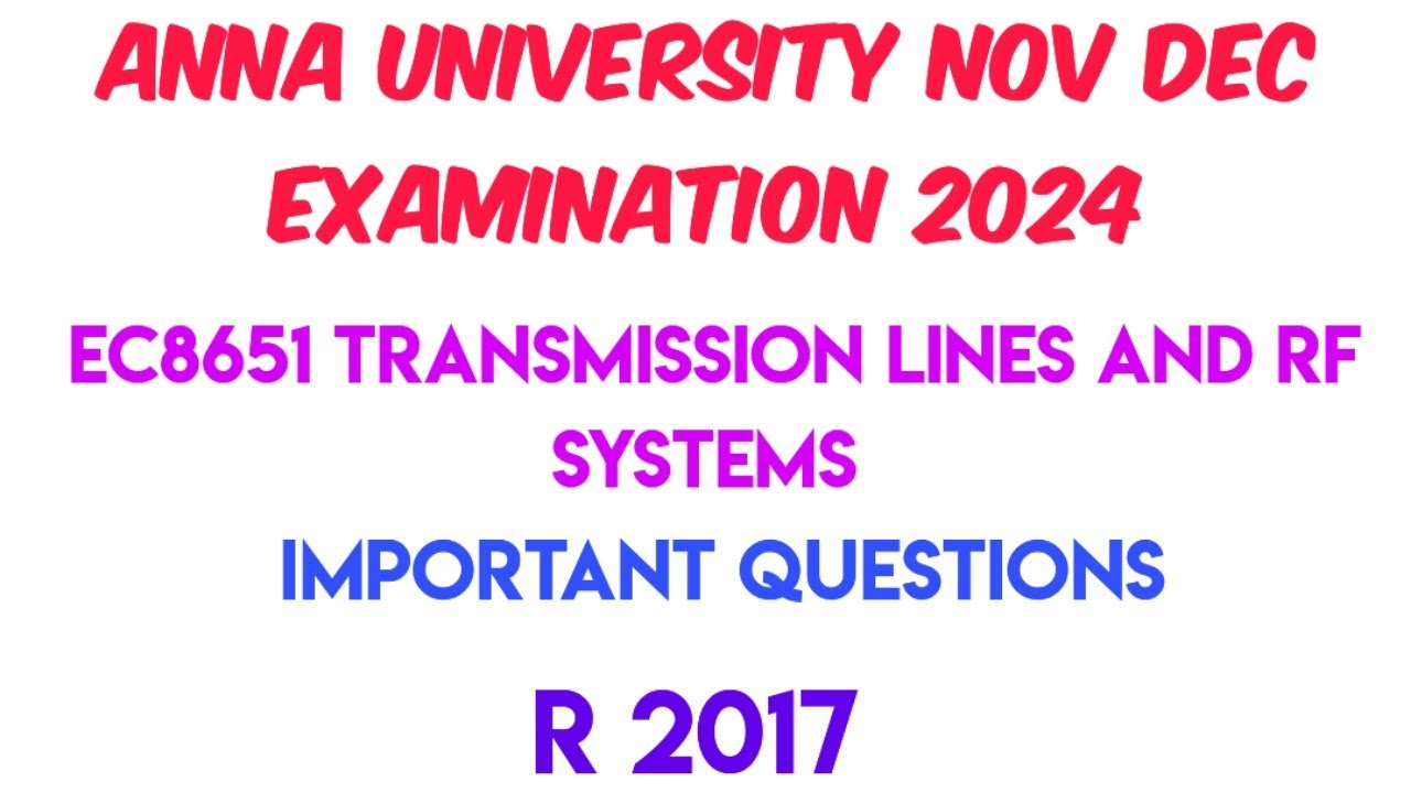 EC8651 transmission lines and rf systems important questions | nov dec ...