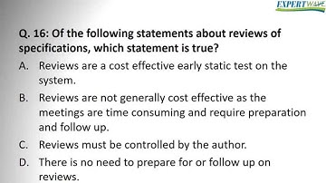 ISTQB Fundation answers to exam questions 14 to 16