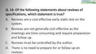 ISTQB Fundation answers to exam questions 14 to 16