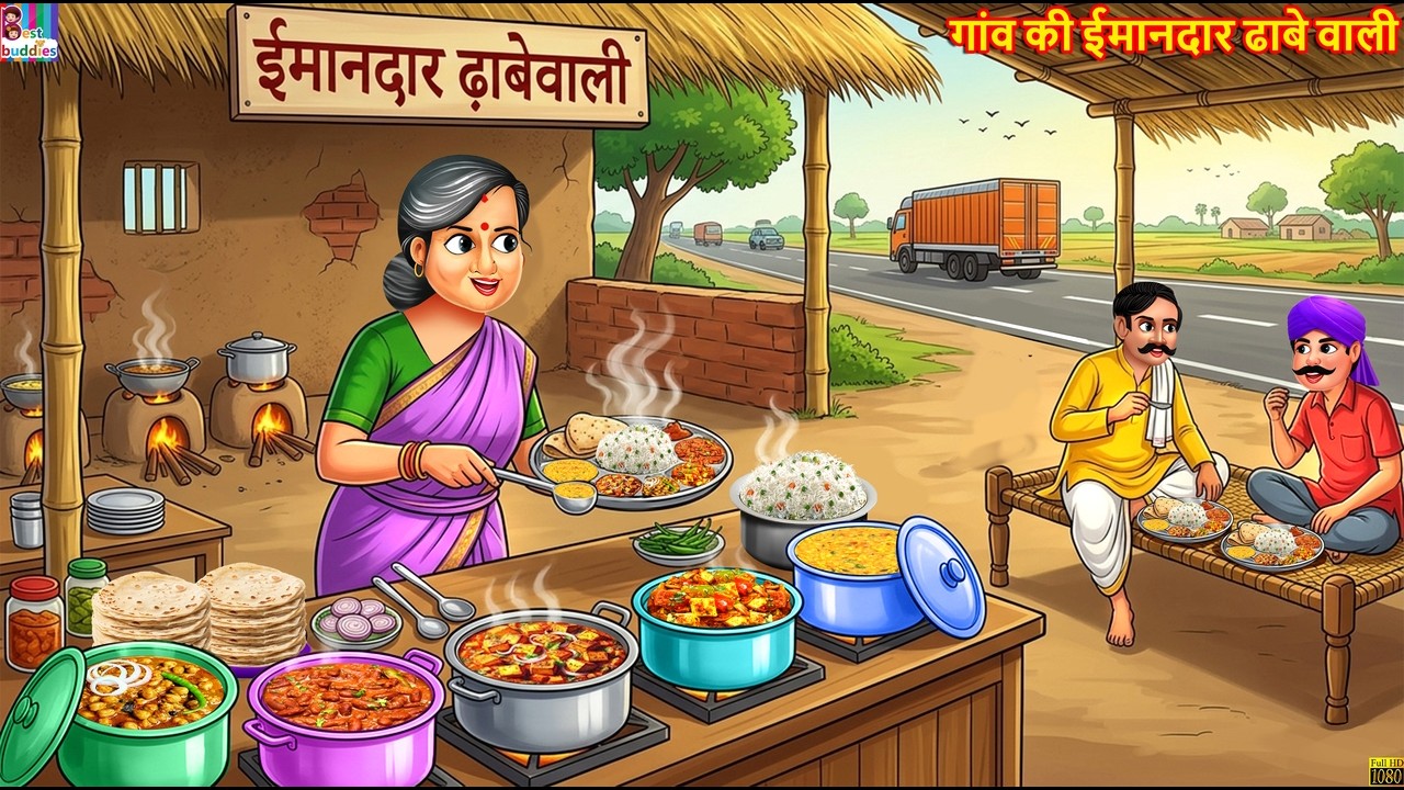 गांव की ईमानदार ढाबे  वाली | Gaon Ki Imaandaar Dhabe Wali | Hindi Kahani | Moral Stories | Cartoon