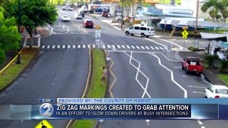 Zigzag lines slow drivers at busy Hilo intersection