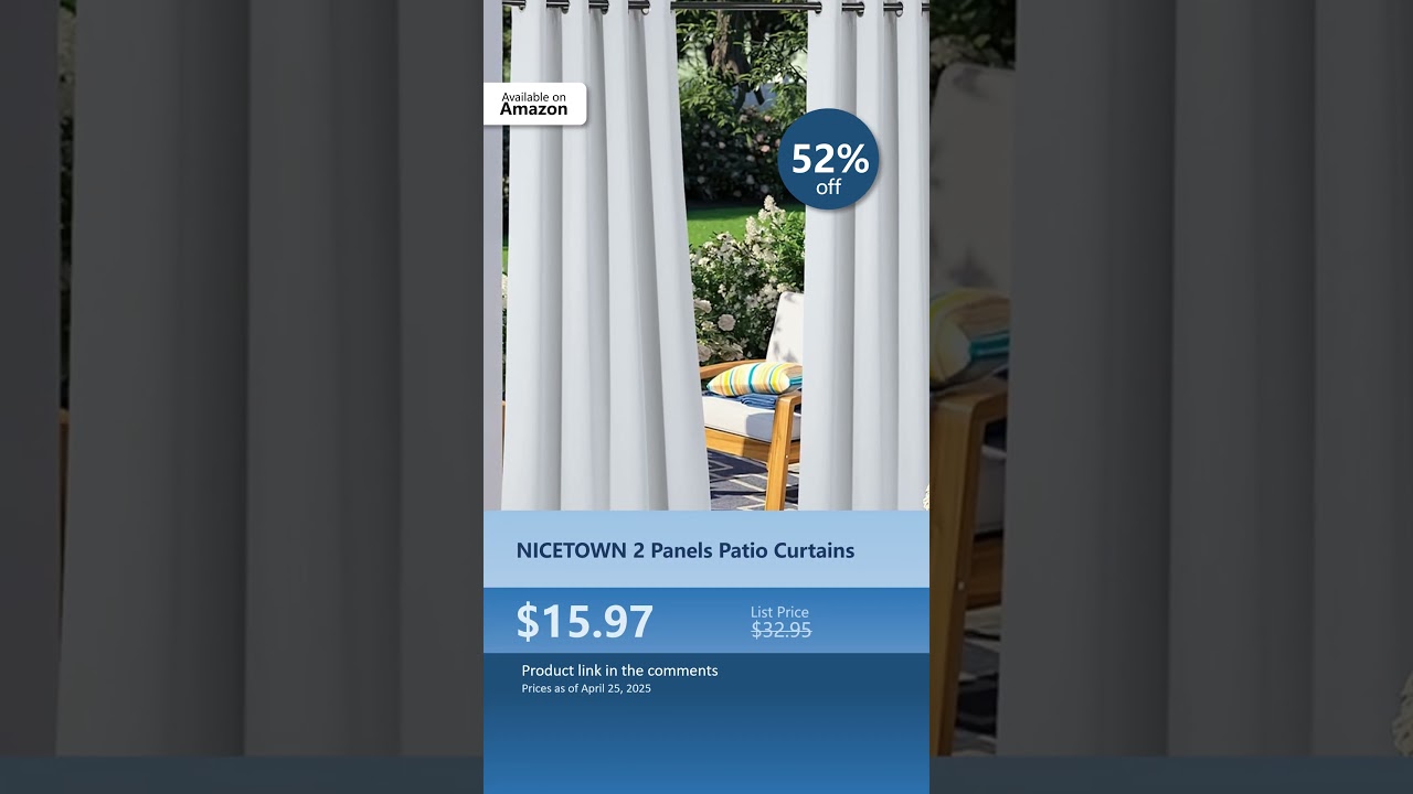 NICETOWN 2 Panels Patio Curtains