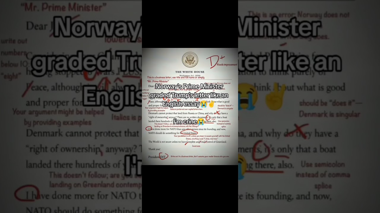 Norway's prime Minister graded Trumps letter like an English essay 😭✌️