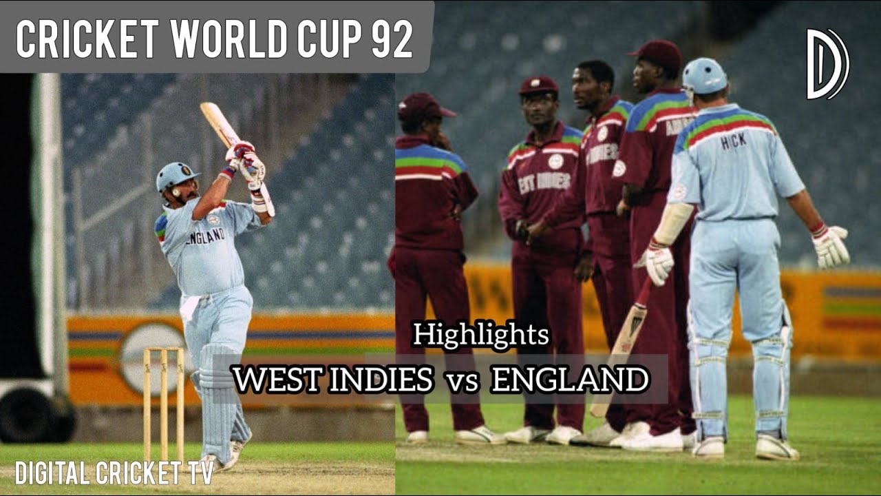 CRICKET WORLD CUP 92 / WEST INDIES vs ENGLAND / 8th Match / HD Highlights / DIGITAL CRICKET TV