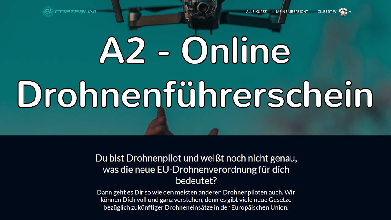 EU Drohnenführerschein A2 - E-Learning Online Drohnenkurs mit Lizenz