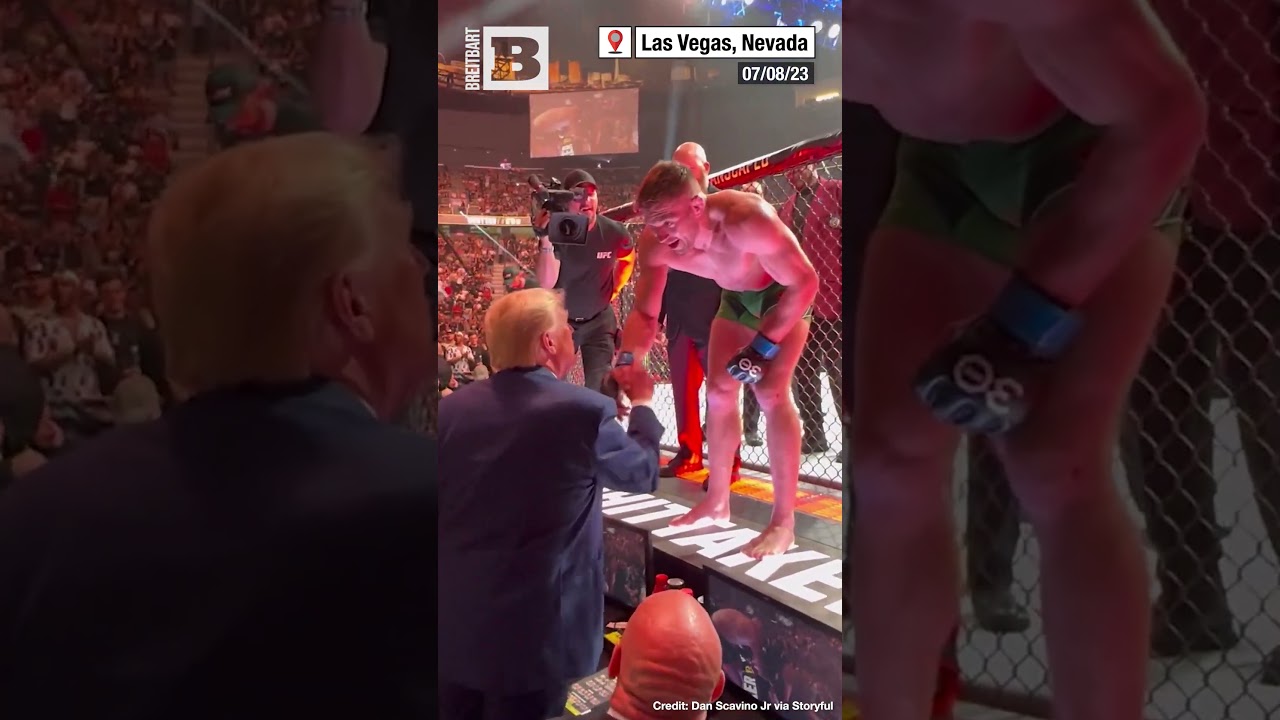 The Fighter's President! UFC Fighter JUMPS Over Ring to Greet Trump After Victory