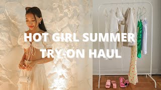 CASUAL SUMMER TRY-ON CLOTHING HAUL | zara, aritzia, for love & lemons, cute dresses, crop tops