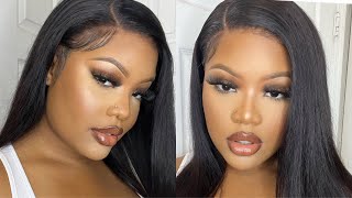 Natural and Simple Straight Lace Frontal Wig Install Tutorial ft. Nadulahair 🤎