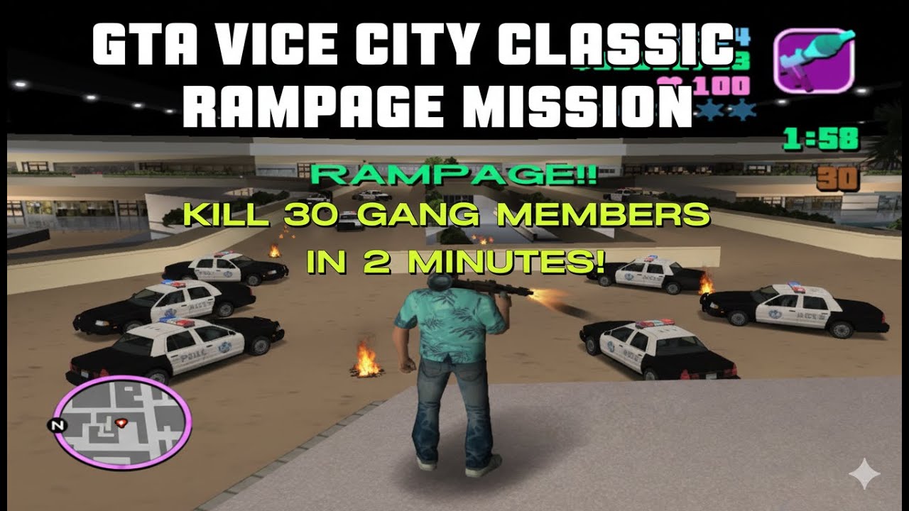GTA Vice City Rampage Mission Walkthrough – Kill 30 Gang Members FAST