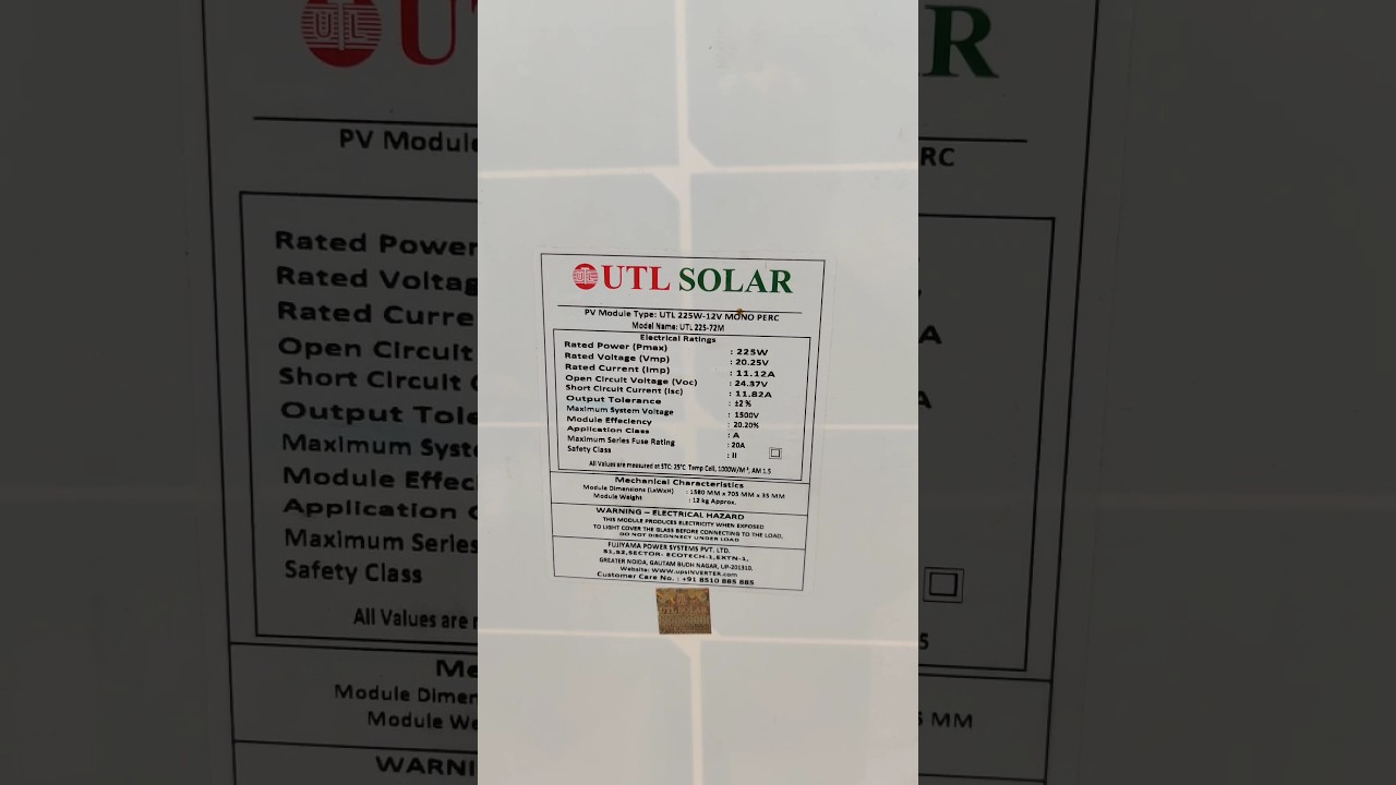 225W Mono per UTL Solar Panel