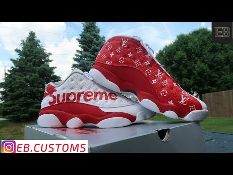 Louis vuitton lv x supreme air jordan 13 sneakers shoes gifts for