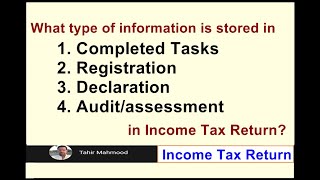 Completed Tasks, Registration, Declaration, Audit/assessment | Income Tax Return