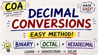 Decimal to Binary, Octal & Hexadecimal | Easy Conversion Method | COA