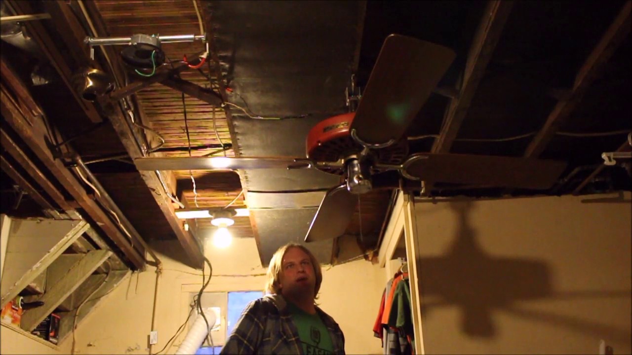 Antique Hunter R52 Adaptair Chrome Red Ceiling Fan Demonstration