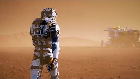 Astronaut Walks On The Surface Of Mars Stock Motion Graphics