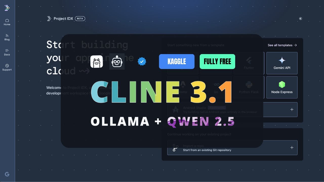 Cline 3.1 + Google IDX + Ollama + Qwen 2.5 (Upgrade):Best Open Stack AI Coder is Getting Even Better