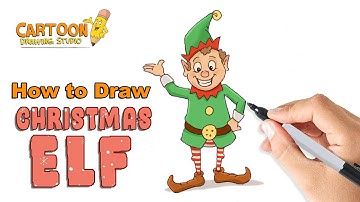 How to Draw Cartoon Christmas Elf |  (Step by Step) Drawing Lesson