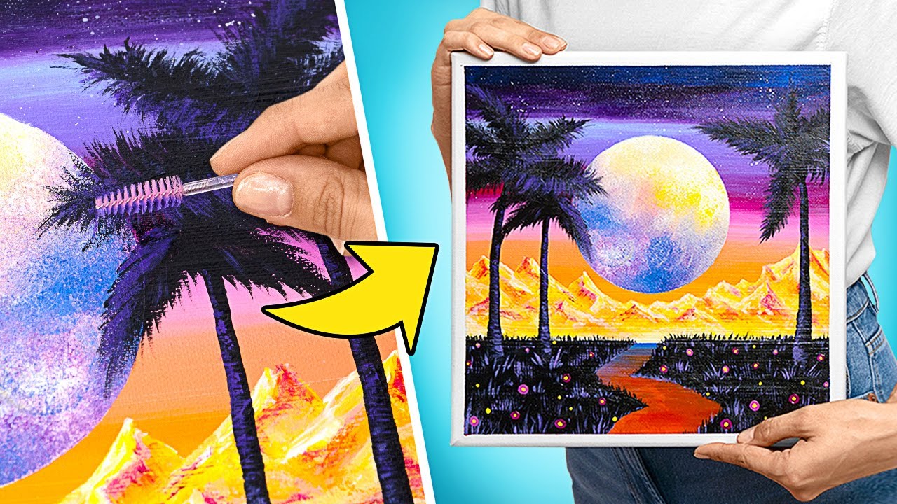 ¡FÁCIL! Cómo pintar una luna llena con puntos de pintura acrílica || ¡MANUALIDAD! 🌊🌕