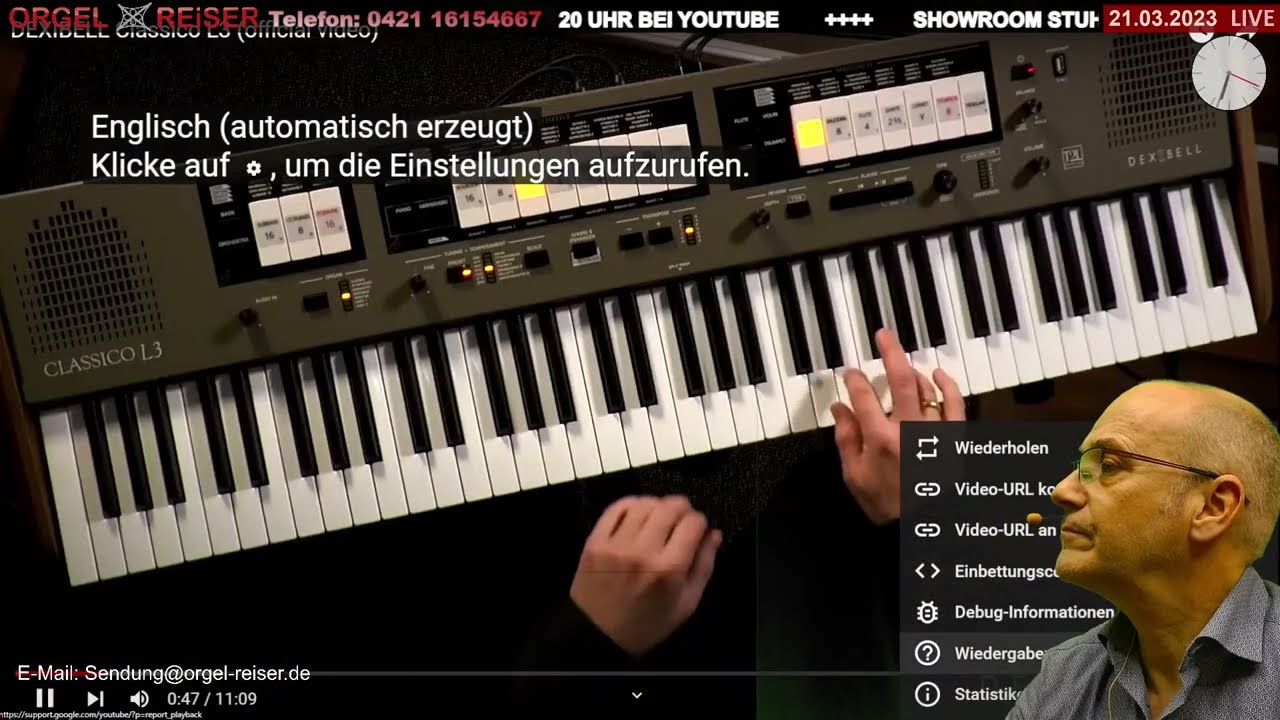 DEXIBELL CLASSICO L3 (Teil 1) - ORGELSTUDIO  - Livestream 21.03.2023 (TEIL 1) ORGEL-REiSER