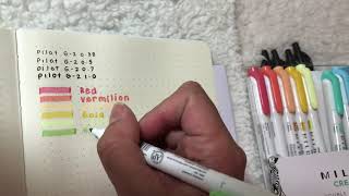 Pen Test on Exceed A5 with Pilot G-2 gel pens (0.38, 0.5, 0.7, 1.0) and Zebra Mildliners