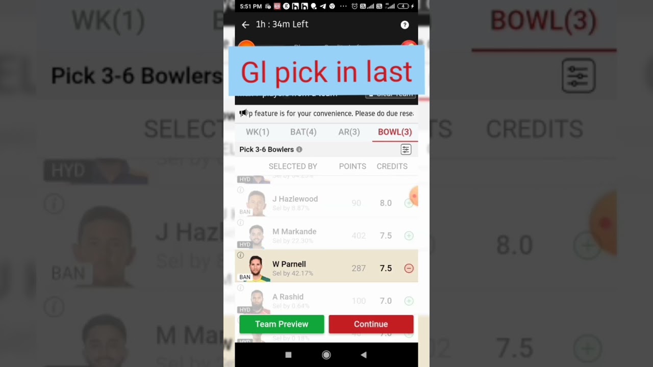 srh v/s Blr match pridection 