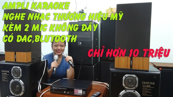 chỉ hơn 10 triệu ampli karaoke khủng 800watt KÈM 2 MIC không dây ...