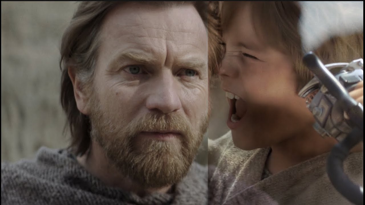 Obi-Wan watches Young Luke flying (with flashbacks)