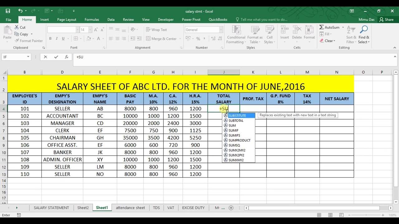 Employee Salary Details Format In Excel Excel Templates