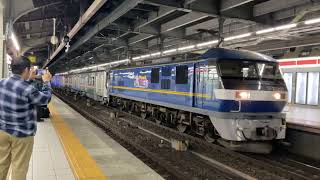 「清洲駅で遅れた本来先行の普通より先行する現象発生!。」EF210 351号機牽引E723系5000番台B-1+2編成甲種輸送9866レ│尾張一宮・清洲(普通岡崎行の前面展望名古屋まで)・名古屋通過