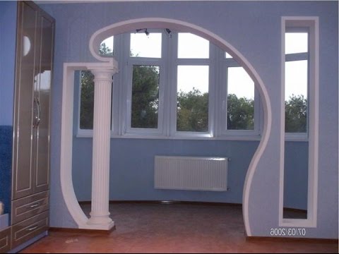 Перегородка из гипсокартона с подсветкой и полками для книг