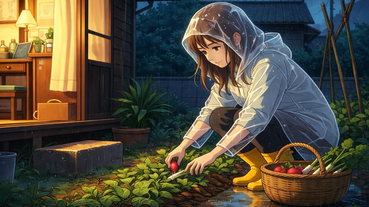 Rainy Harvest to Cozy Dinner | Anime Slice of Life - Ghibli Inspired